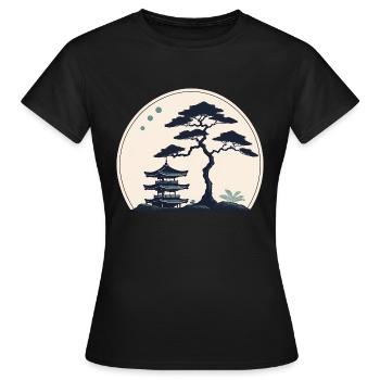 L’élégance du sanctuaire zen - T-shirt Femme - noir - Devant - AI Model Female 172 dark (172cm)