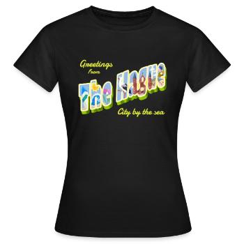 Den Haag Vintage Postkarte - Frauen T-Shirt - Schwarz - Vorne - AI Model Female 172 dark (172cm)