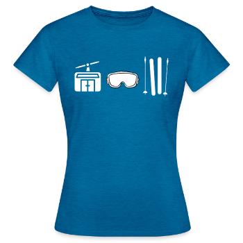 Remonte-pente Ski Lunettes de ski Ski - T-shirt Femme - bleu saphir antique chiné - Devant - AI Model Female 172 dark (172cm)