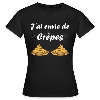 Crêpes Bretagne humour crêpe - T-shirt Femme - noir - Devant - AI Model Female 172 dark (172cm)
