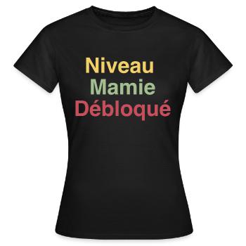 Niveau mamie débloqué - T-shirt Femme - noir - Devant - AI Model Female 172 dark (172cm)