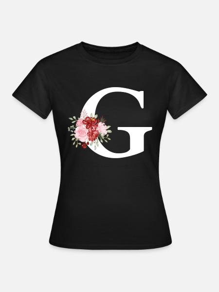 Roter Blumenbuchstabe G - Frauen T-Shirt - Schwarz
