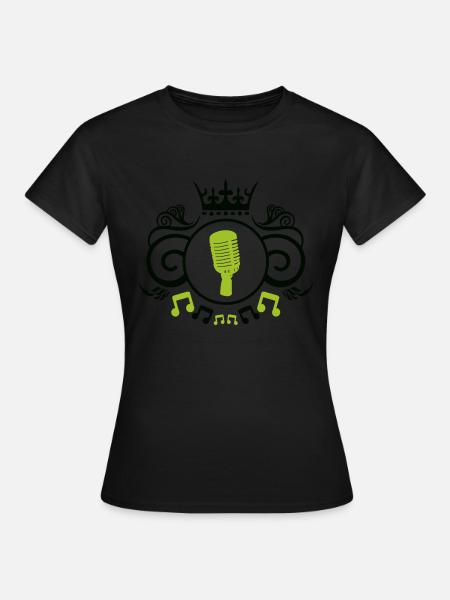 Microphone wappen - Frauen T-Shirt - Schwarz