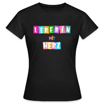 Lehrerin mit Herz - personalisierbar - Frauen T-Shirt - Schwarz - Vorne - AI Model Female 172 dark (172cm)