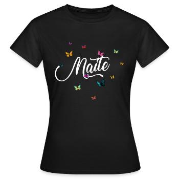 MAITE - Nom de fille avec des papillons colorés - T-shirt Femme - noir - Devant - AI Model Female 172 dark (172cm)