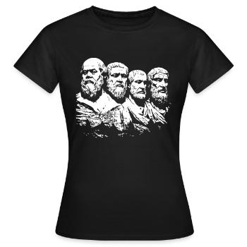 4 grands philosophes grecs de l’Antiquité - T-shirt Femme - noir - Devant - AI Model Female 172 dark (172cm)