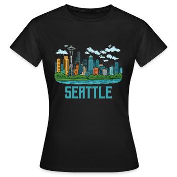seattle stadt - Frauen T-Shirt - Schwarz - Vorne - AI Model Female 172 dark (172cm)