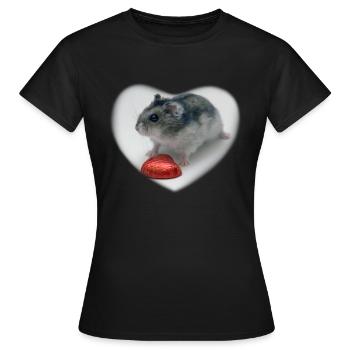 Hamster Herz - Frauen T-Shirt - Schwarz - Vorne - AI Model Female 172 dark (172cm)