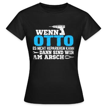 OTTO - kann es reparieren - Frauen T-Shirt - Schwarz - Vorne - AI Model Female 172 dark (172cm)