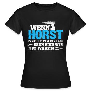 HORST - kann es reparieren - Frauen T-Shirt - Schwarz - Vorne - AI Model Female 172 dark (172cm)