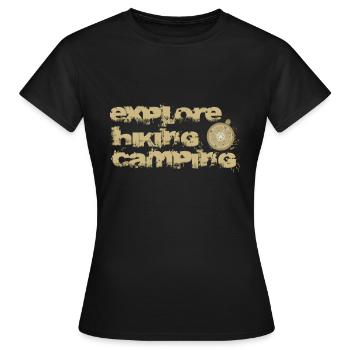 Entdeckung - Bergsteigen - Wandern - Camping - Frauen T-Shirt - Schwarz - Vorne - AI Model Female 172 dark (172cm)