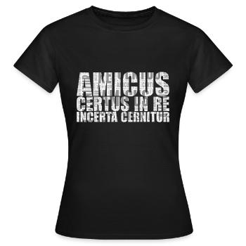 Amicus certus in re incerta cernitur - Frauen T-Shirt - Schwarz - Vorne - AI Model Female 172 dark (172cm)