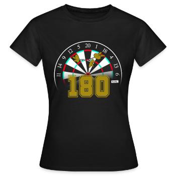 180 darts - Women's T-Shirt - black - Front - AI Model Female 172 dark (172cm)