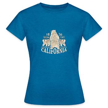 California - Women's T-Shirt - antique blue sapphire heather - Front - AI Model Female 172 dark (172cm)