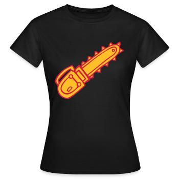 dessin chainsaw tronçonneuse outil scierie fun - T-shirt Femme - noir - Devant - AI Model Female 172 dark (172cm)