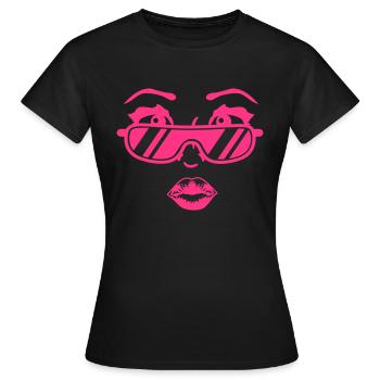 Hot cool sunglasses girl woman pink - Women's T-Shirt - black - Front - AI Model Female 172 dark (172cm)