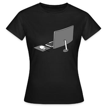 maus tastatur bildschirm home office buero arbeits - Frauen T-Shirt - Schwarz - Vorne - AI Model Female 172 dark (172cm)