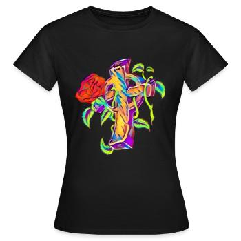 Keltisches Kreuz - Frauen T-Shirt - Schwarz - Vorne - AI Model Female 172 dark (172cm)