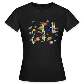 Poissons - T-shirt Femme - noir - Devant - AI Model Female 172 dark (172cm)