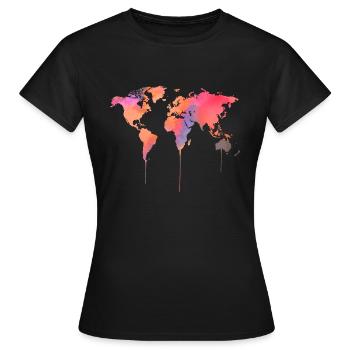 carte du monde - T-shirt Femme - noir - Devant - AI Model Female 172 dark (172cm)