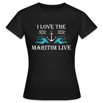 amour maritime vie côtière maritime - T-shirt Femme - noir - Devant - AI Model Female 172 dark (172cm)
