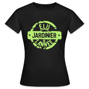 jardinier elu annee tampon meilleurs - T-shirt Femme - noir - Devant - AI Model Female 172 dark (172cm)