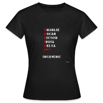 Covid19 - Alphabet de l'OTAN - T-shirt Femme - noir - Devant - AI Model Female 172 dark (172cm)