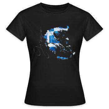 Drapeau de la Grèce en Grèce Carte EN - T-shirt Femme - noir - Devant - AI Model Female 172 dark (172cm)