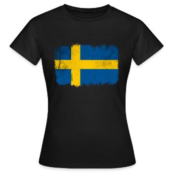 Schwedische Flagge - Frauen T-Shirt - Schwarz - Vorne - AI Model Female 172 dark (172cm)