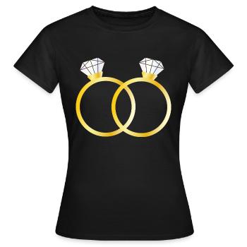 Deux bagues de diamants - T-shirt Femme - noir - Devant - AI Model Female 172 dark (172cm)