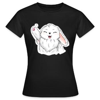 Le lapin qui fait signe - T-shirt Femme - noir - Devant - AI Model Female 172 dark (172cm)
