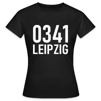 0341 - Vorwahl Leipzig - Telefon - telefonieren - Frauen T-Shirt - Schwarz - Vorne - AI Model Female 172 dark (172cm)