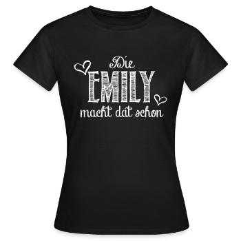 Emily - Frauen T-Shirt - Schwarz - Vorne - AI Model Female 172 dark (172cm)