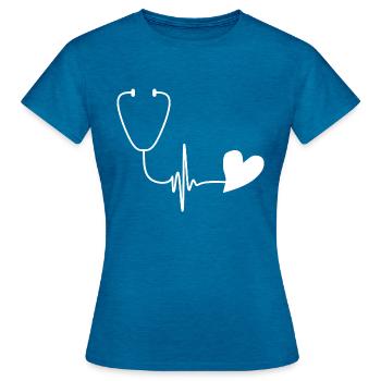 Nurse Krankenschwester Corona - Women's T-Shirt - antique blue sapphire heather - Front - AI Model Female 172 dark (172cm)