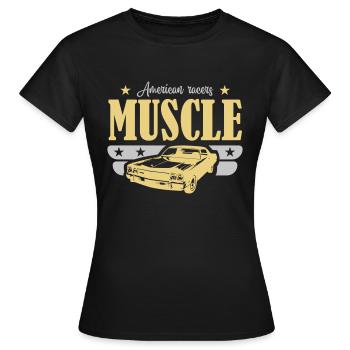 Amerikanische Muscle-Car-Rennfahrer - Frauen T-Shirt - Schwarz - Vorne - AI Model Female 172 dark (172cm)