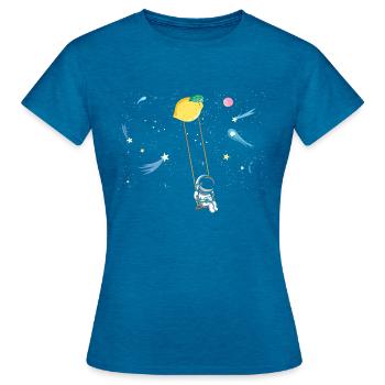 Lemonade Zitrone Limonade Limonaden Stand Design - Frauen T-Shirt - Antikblaues Saphir meliert - Vorne - AI Model Female 172 dark (172cm)