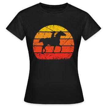 Vintage Soleil et Cheval 1 - - T-shirt Femme - noir - Devant - AI Model Female 172 dark (172cm)
