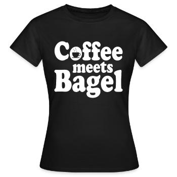 Le café rencontre le bagel - T-shirt Femme - noir - Devant - AI Model Female 172 dark (172cm)
