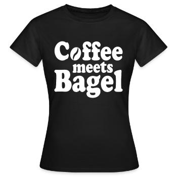 Le café rencontre Bagel - T-shirt Femme - noir - Devant - AI Model Female 172 dark (172cm)