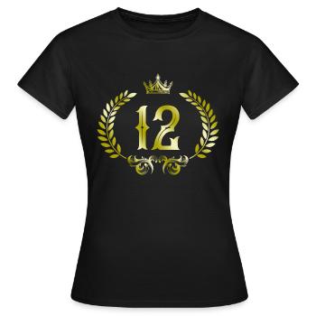 Couronne de 12 chiffres - T-shirt Femme - noir - Devant - AI Model Female 172 dark (172cm)