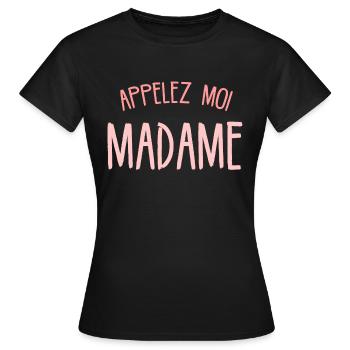 Appelez Moi Madame Idée Cadeau Evjf Femme Rigolo - T-shirt Femme - noir - Devant - AI Model Female 172 dark (172cm)