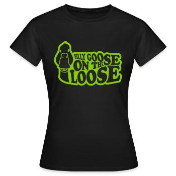 goose on the loose - Women's T-Shirt - black - Front - AI Model Female 172 dark (172cm)