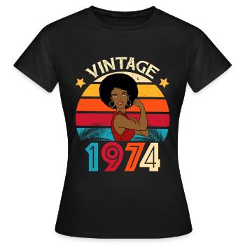 Vintage 1974 Geburtstag Starke Frau - Frauen T-Shirt - Schwarz - Vorne - AI Model Female 172 dark (172cm)