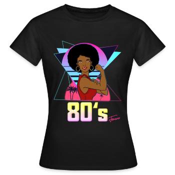 80's forever 1980 Vintage Women Afro Cup - Women's T-Shirt - black - Front - AI Model Female 172 dark (172cm)