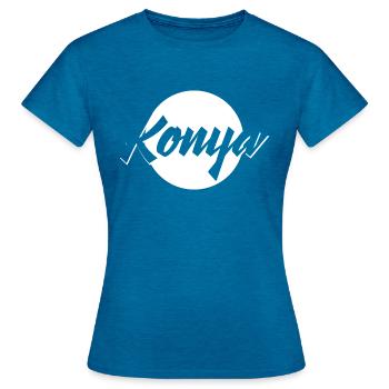 Konya - Frauen T-Shirt - Antikblaues Saphir meliert - Vorne - AI Model Female 172 dark (172cm)