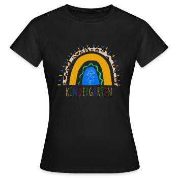 Jardin d’enfants Léopard Arc-en-ciel - T-shirt Femme - noir - Devant - AI Model Female 172 dark (172cm)