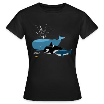Wale und Kawaii-Haie - Frauen T-Shirt - Schwarz - Vorne - AI Model Female 172 dark (172cm)