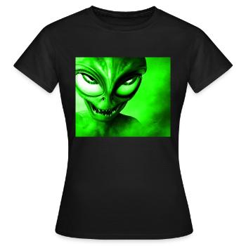 Alien with Sharp Teeth Design - Green - Women's T-Shirt - black - Front - AI Model Female 172 dark (172cm)