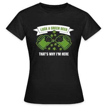 Irish luck St Patrick's day Paddy's pub green beer - Frauen T-Shirt - Schwarz - Vorne - AI Model Female 172 dark (172cm)