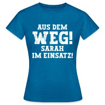 Sarah Lustiger Spruch Vorname Name Sarah - Frauen T-Shirt - Antikblaues Saphir meliert - Vorne - AI Model Female 172 dark (172cm)